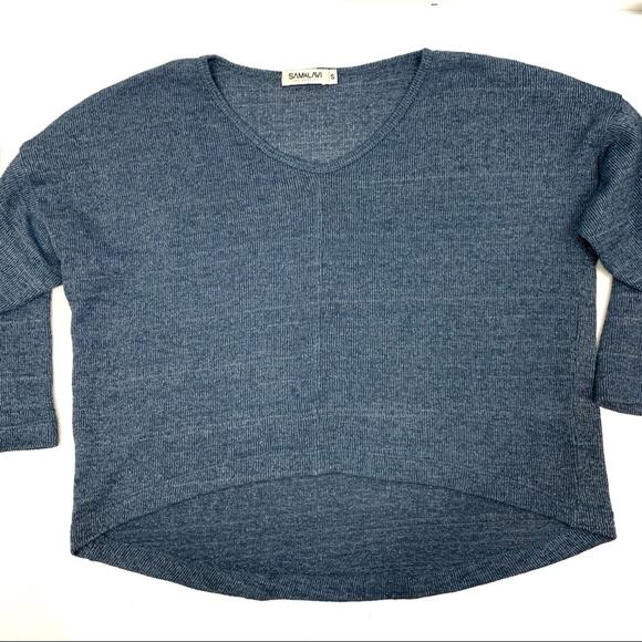 Sam & Lavi Knit v-Neck Long Sleeve Hi-Lo Crop Top Small - Picture 8 of 10